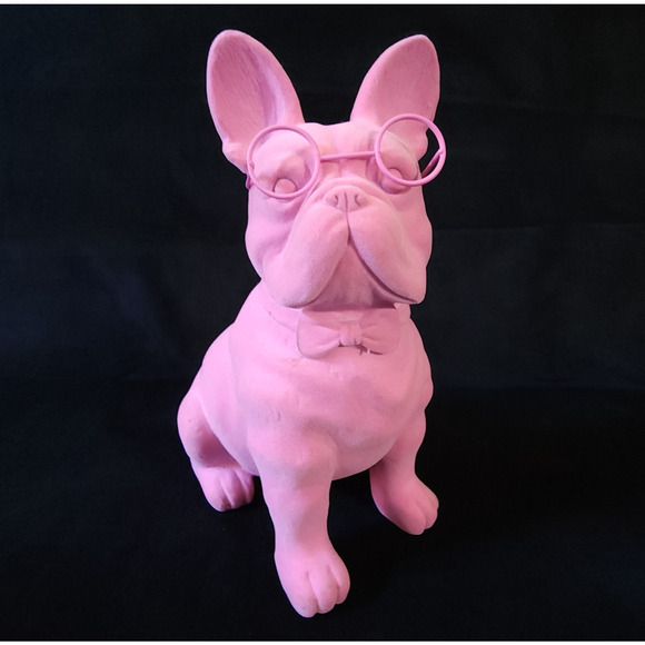 Valentine Tabletop Flocked Velvet French Bulldog Pink Spritz Target Frenchie Dog - Picture 1 of 9